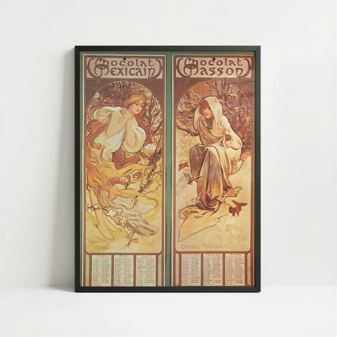Chocolat Masson Mexicain 1 (1897) by Alphonse Mucha – Art Print - Art print in black frame