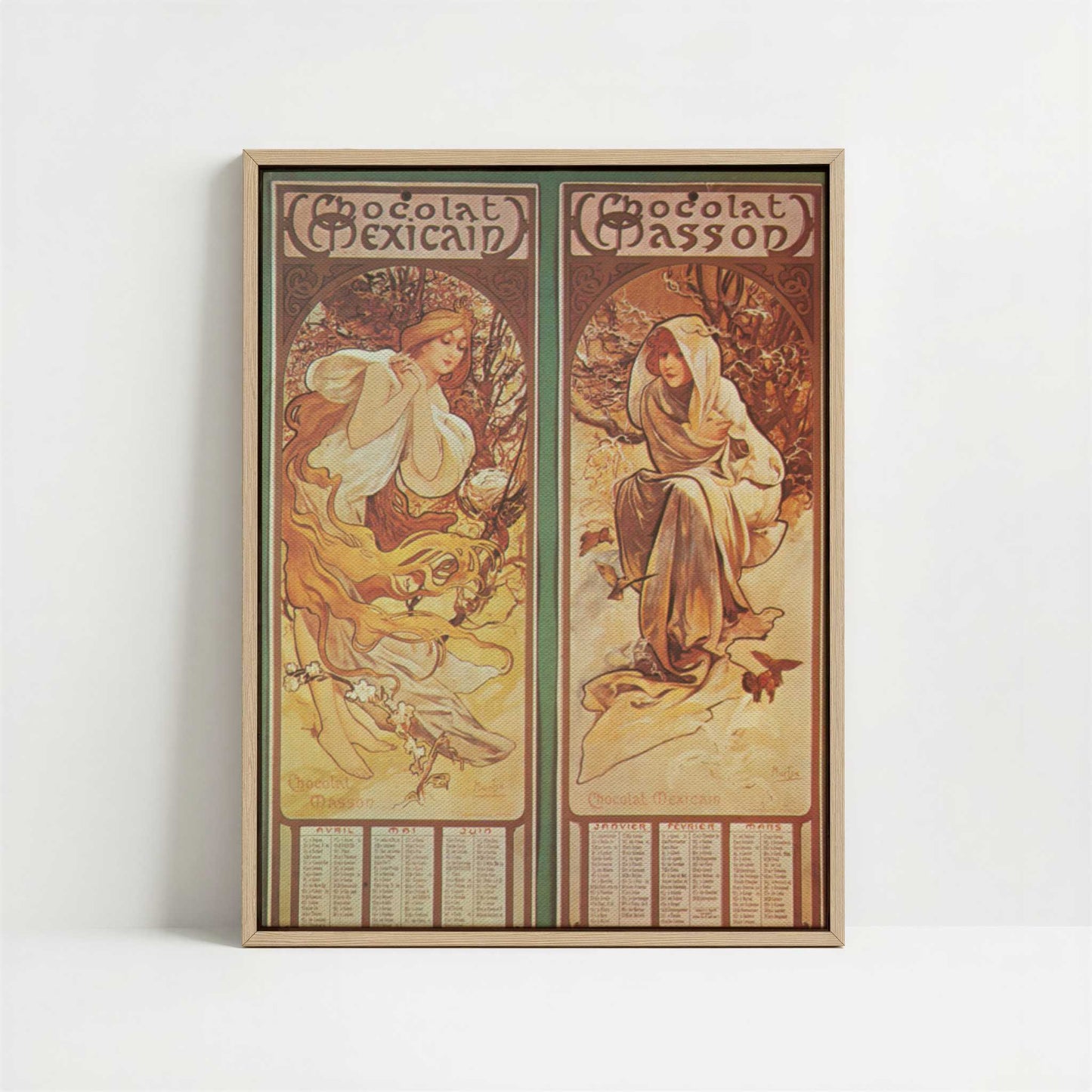 Framed Canvas - Framed canvas in oak color frame