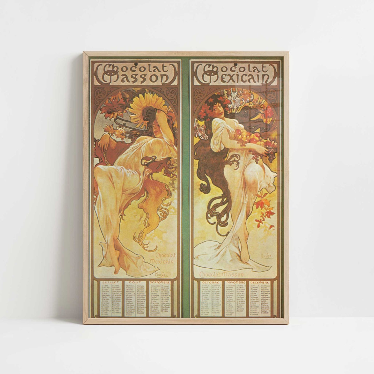 Chocolat Masson Mexicain 2 (1897) by Alphonse Mucha – Art Print - Art print in oak frame