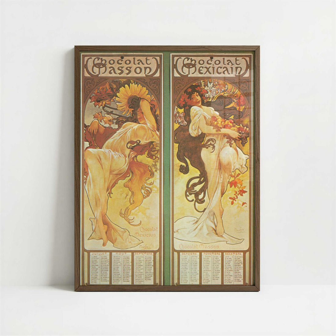Chocolat Masson Mexicain 2 (1897) by Alphonse Mucha – Art Print - Art print in dark wood frame