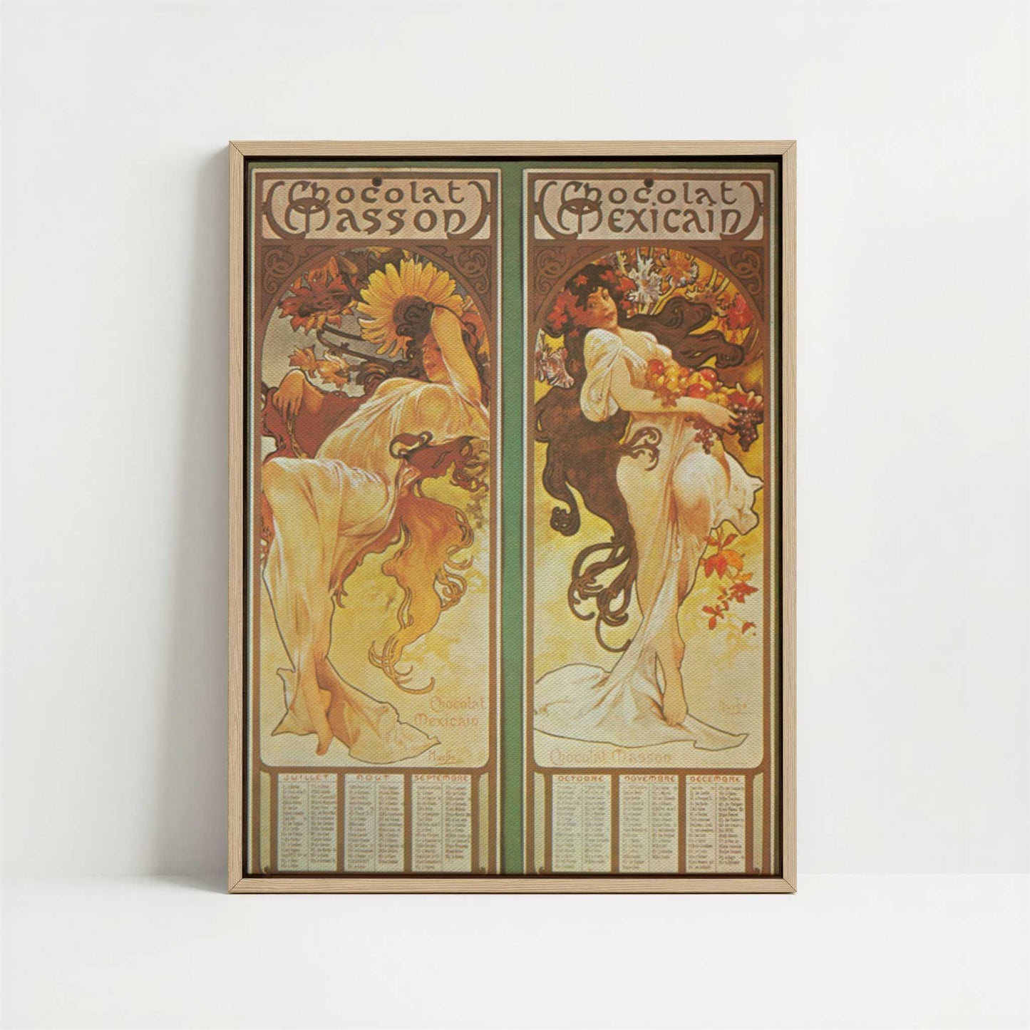 Framed Canvas - Framed canvas in oak color frame