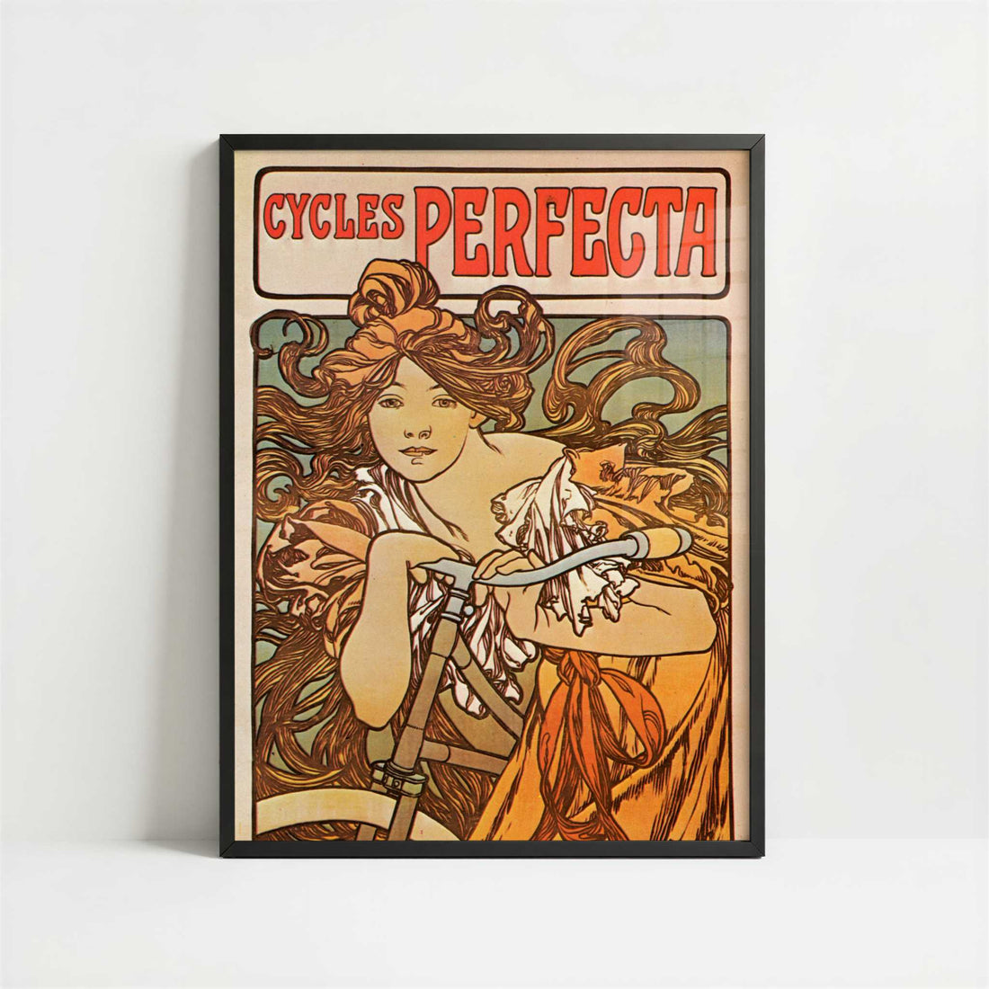Cycles Perfecta (1897) by Alphonse Mucha – Art Print - Art print in black frame