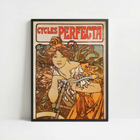 Cycles Perfecta (1897) by Alphonse Mucha – Art Print - Art print in black frame