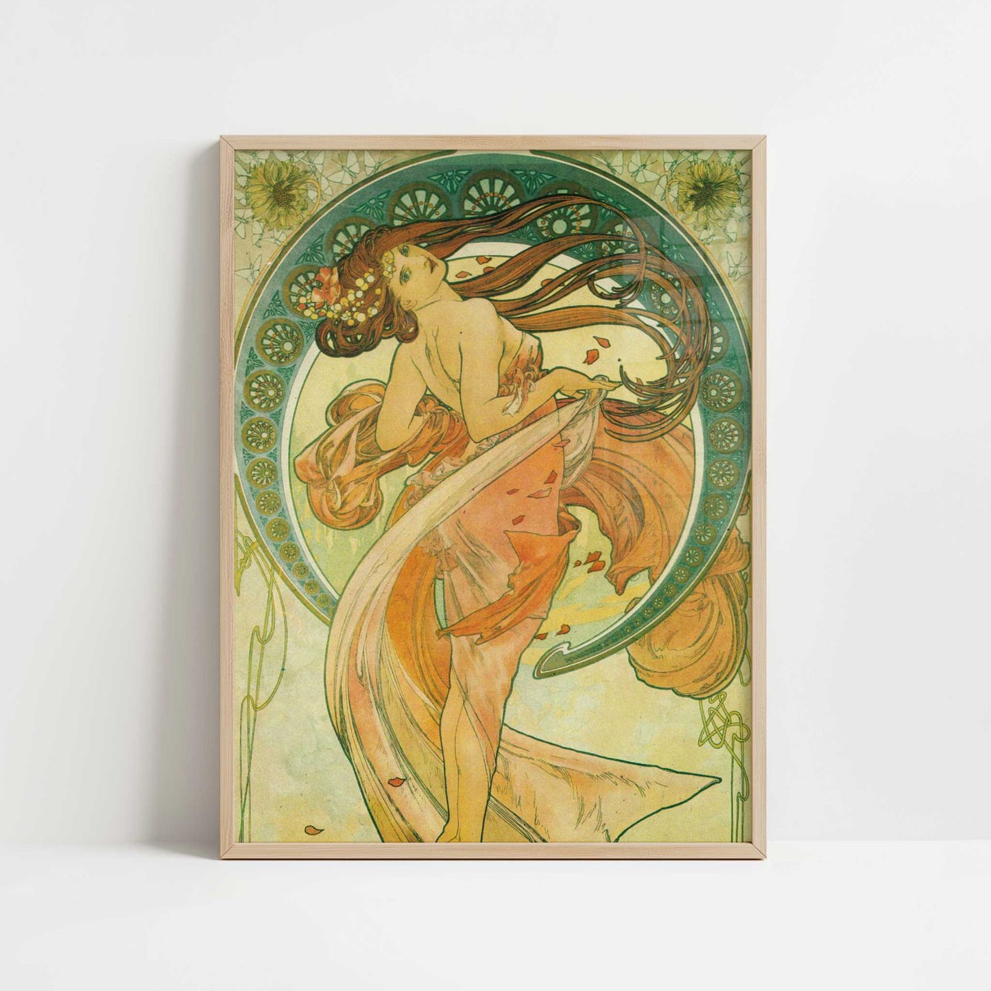 Dance (1898) by Alphonse Mucha – Art Print - Art print in oak frame