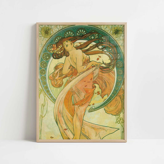 Dance (1898) by Alphonse Mucha – Art Print - Art print in oak frame