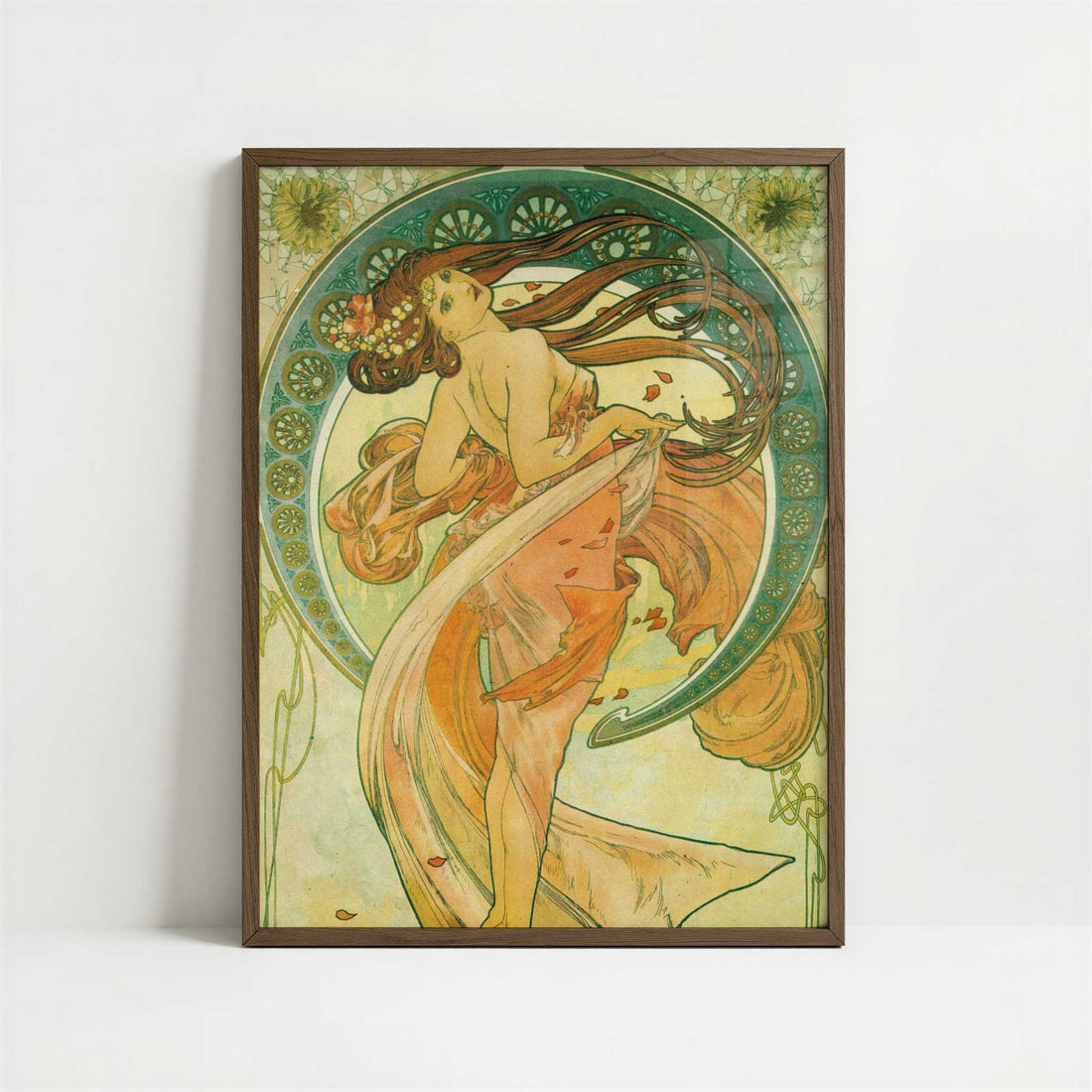 Dance (1898) by Alphonse Mucha – Art Print - Art print in dark wood frame