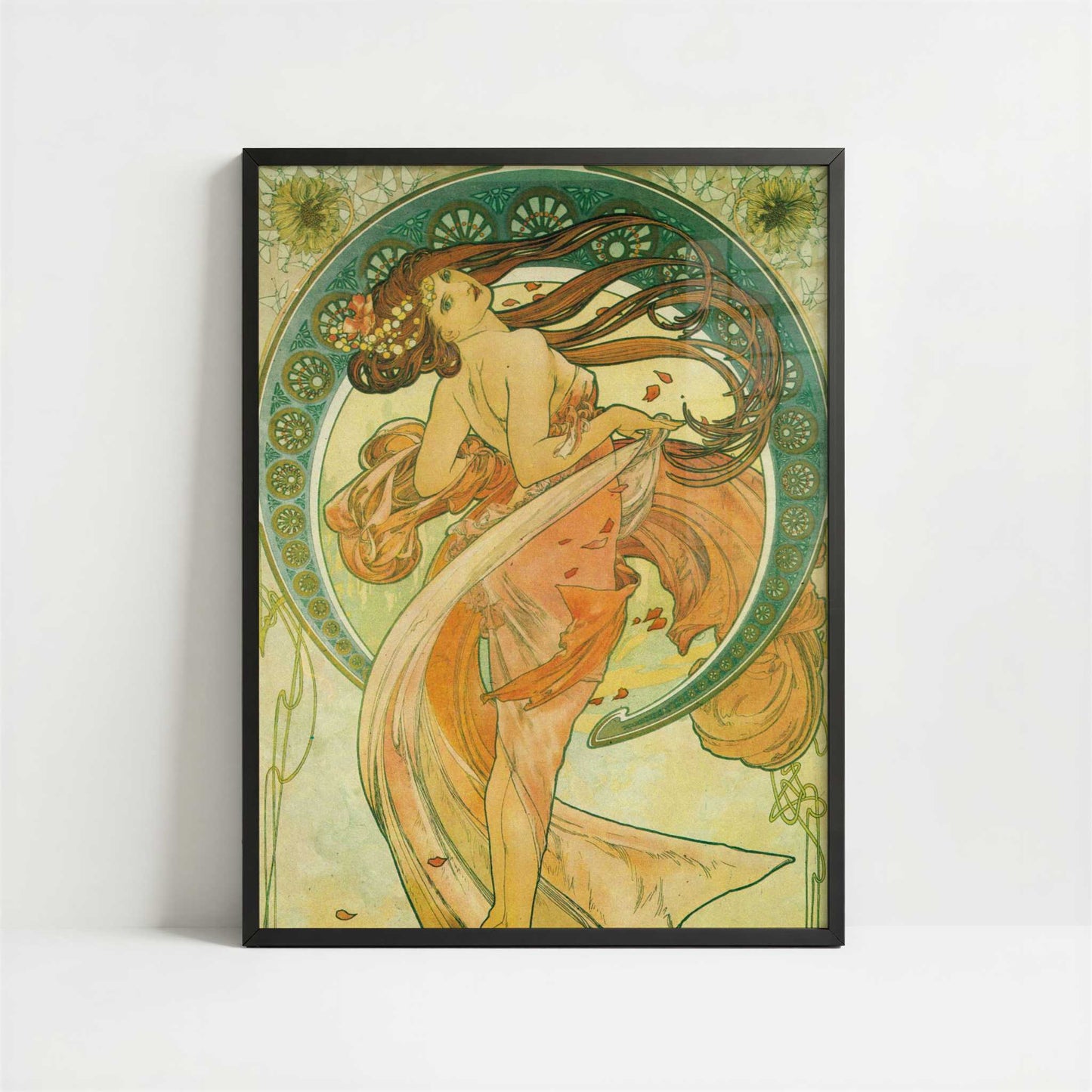 Dance (1898) by Alphonse Mucha – Art Print - Art print in black frame
