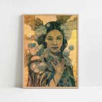 Design for Decorative Panneau (1905) by Alphonse Mucha – Art Print - Art print in oak frame