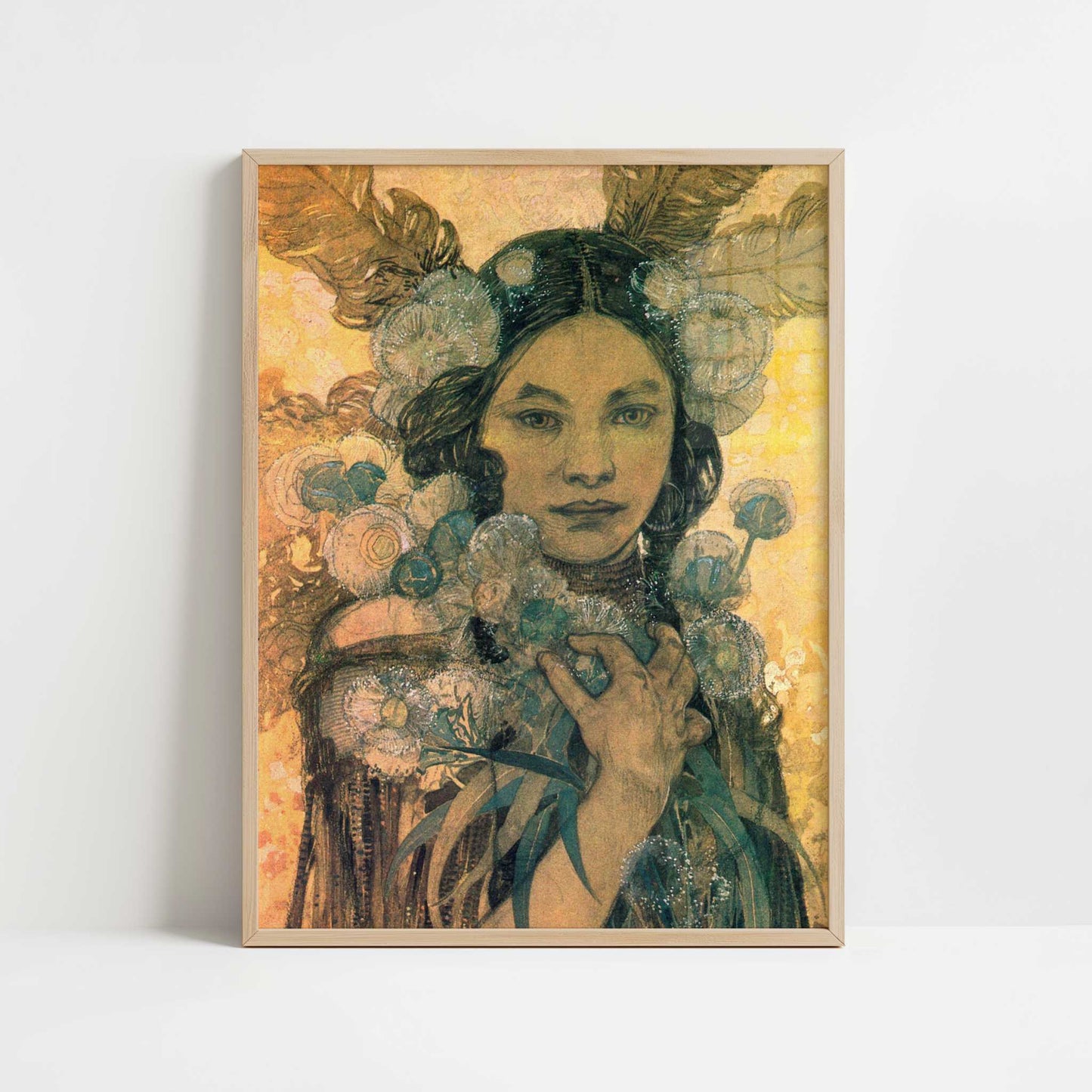 Design for Decorative Panneau (1905) by Alphonse Mucha – Art Print - Art print in oak frame
