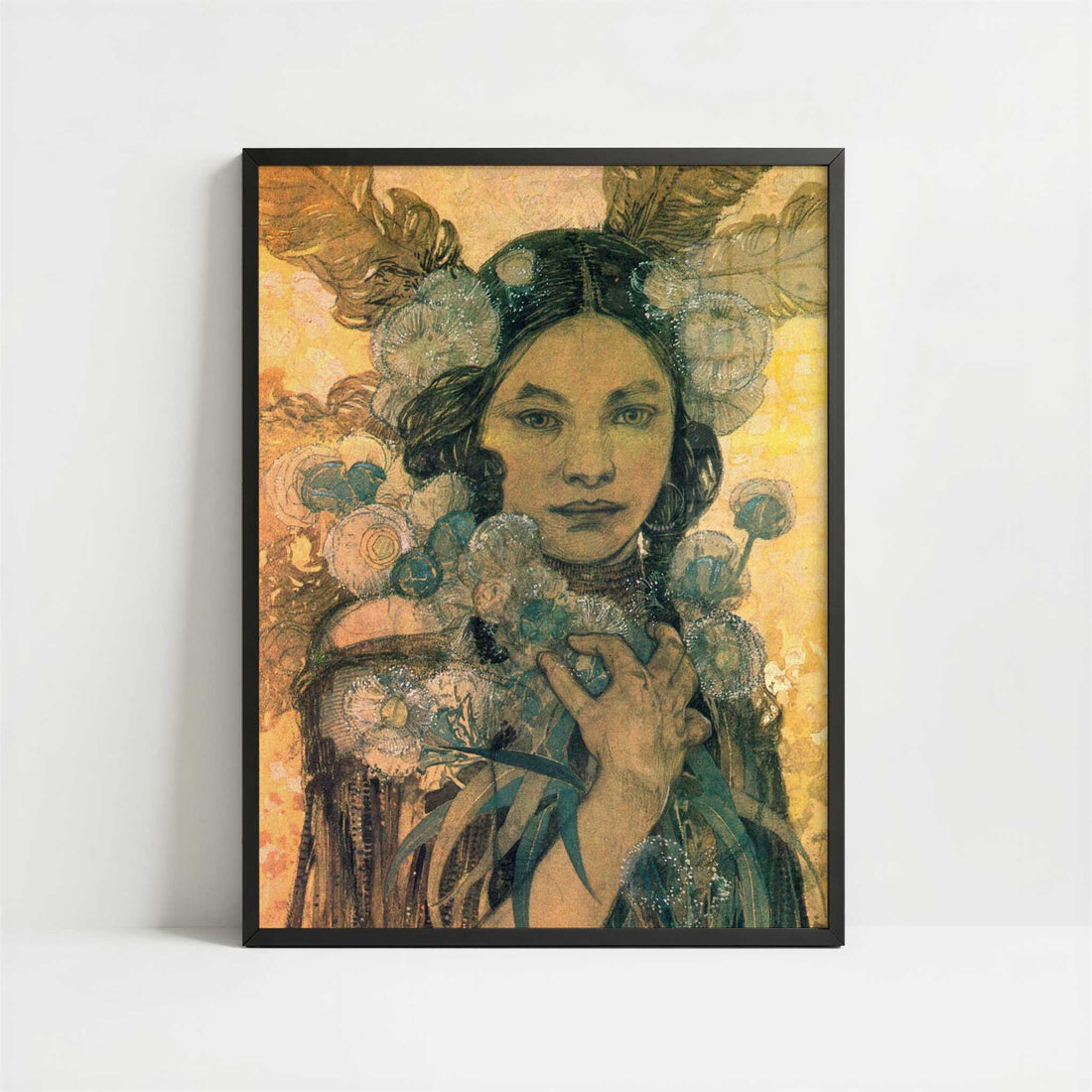 Design for Decorative Panneau (1905) by Alphonse Mucha – Art Print - Art print in black frame