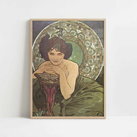 Emerald (1900) by Alphonse Mucha – Art Print - Art print in oak frame