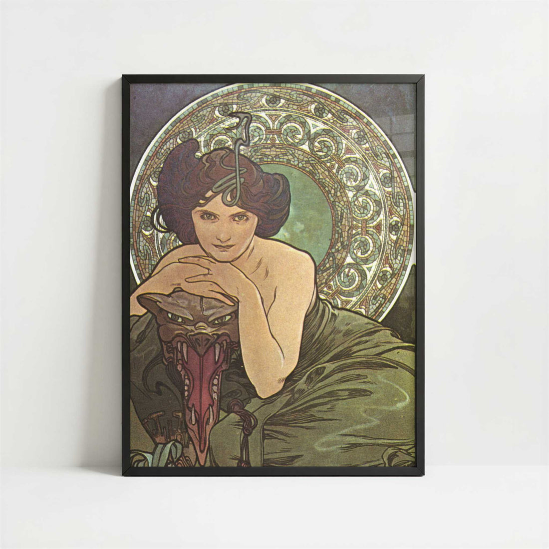 Emerald (1900) by Alphonse Mucha – Art Print - Art print in black frame