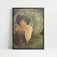 Emerald (1900) by Alphonse Mucha – Art Print - Art print in black frame
