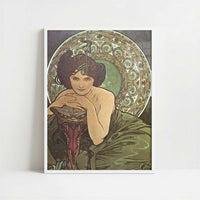 Emerald (1900) by Alphonse Mucha – Art Print - Art print in white frame