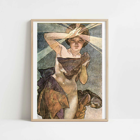 Etoile du Soir (1902) by Alphonse Mucha – Art Print - Art print in oak frame