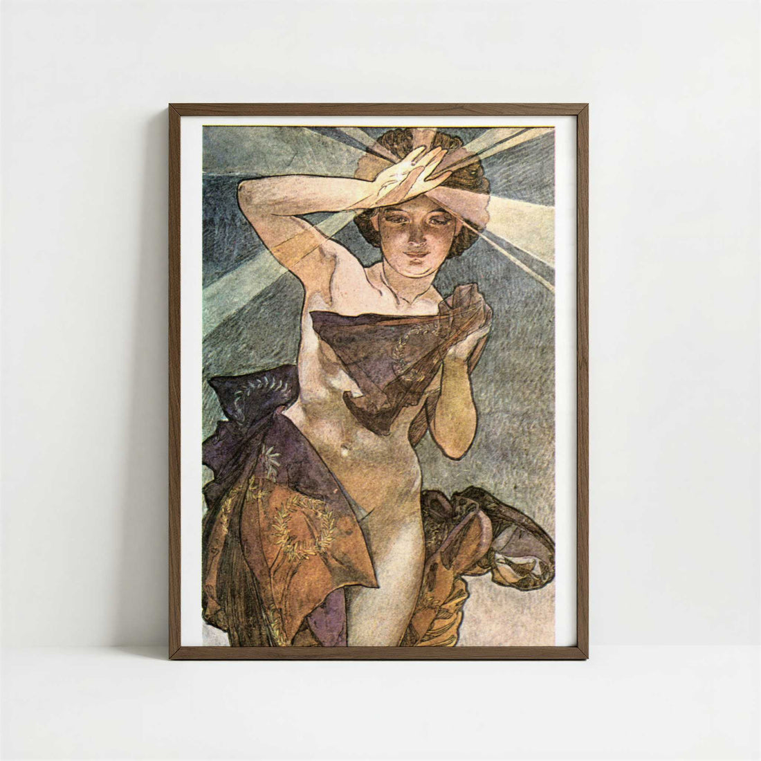 Etoile du Soir (1902) by Alphonse Mucha – Art Print - Art print in dark wood frame