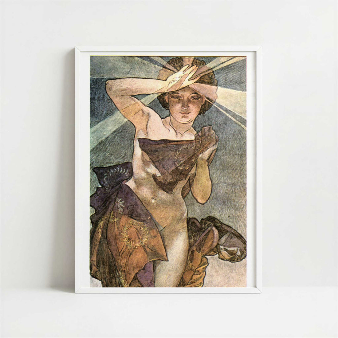 Etoile du Soir (1902) by Alphonse Mucha – Art Print - Art print in white frame