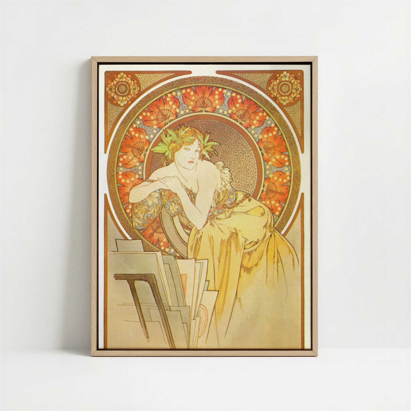 Framed Canvas - Framed canvas in oak color frame