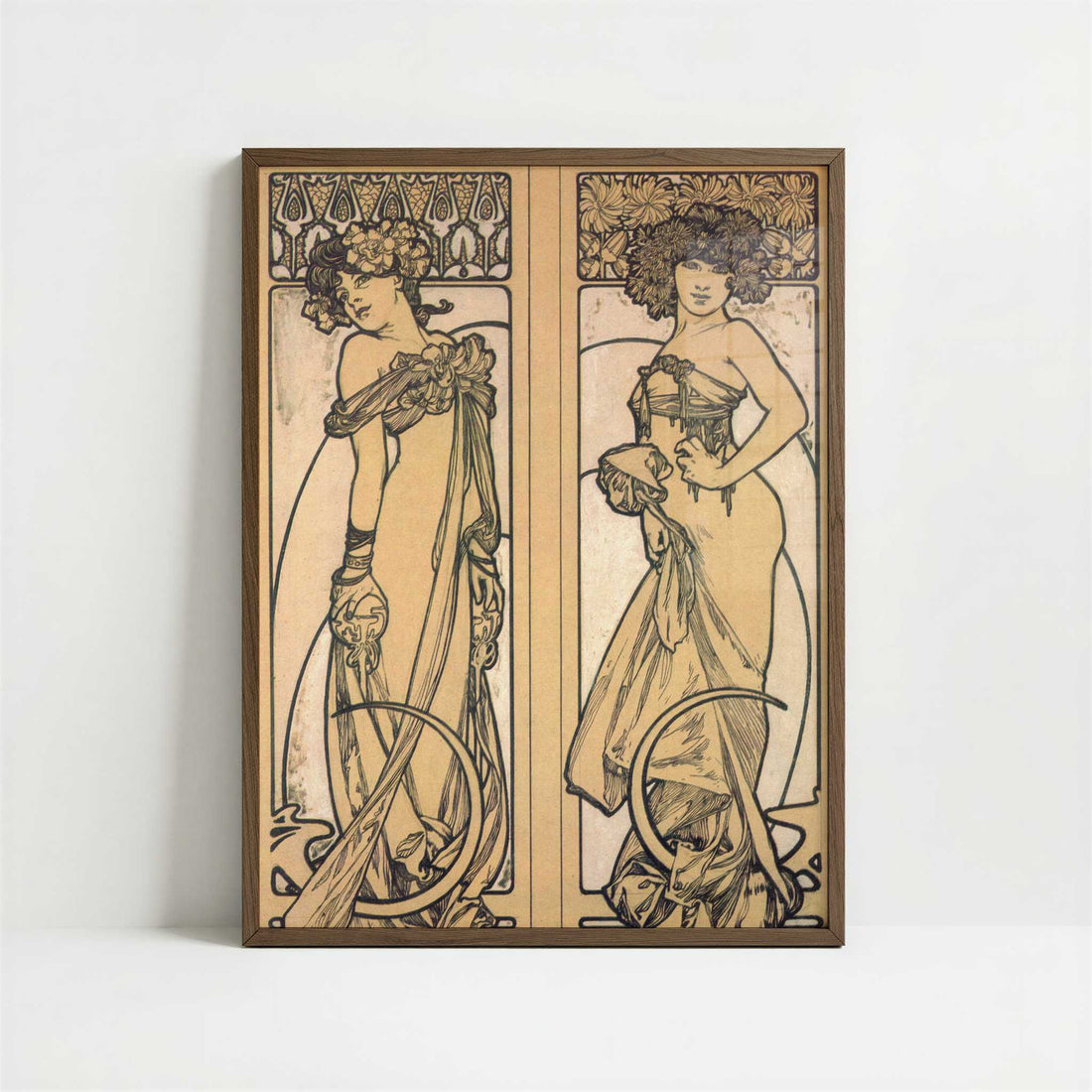 Figures Decoratives (1905) by Alphonse Mucha – Art Print - Art print in dark wood frame