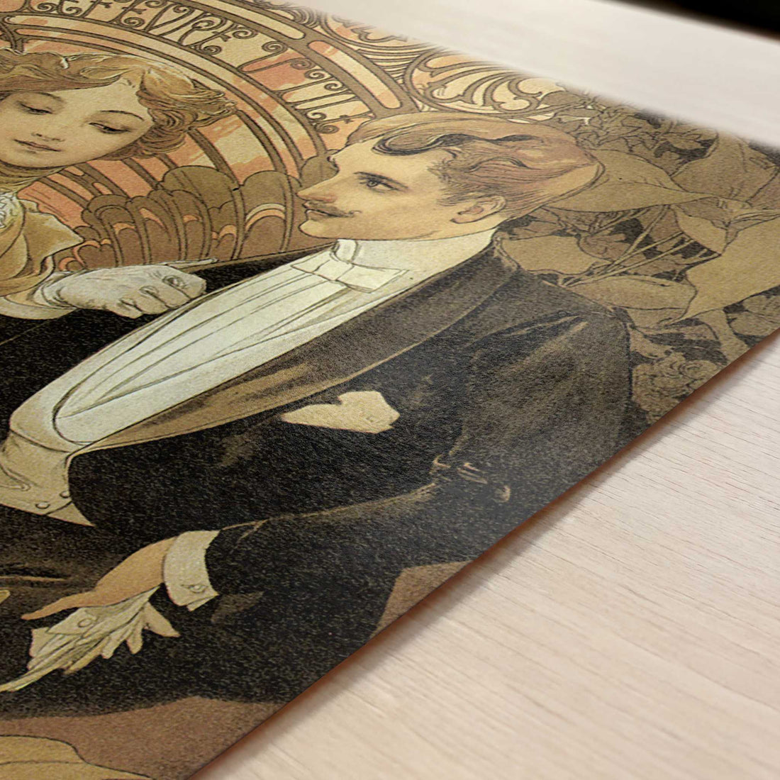 Flirt Biscuits (1899) by Alphonse Mucha – Art Print - Close-up detail of the art print