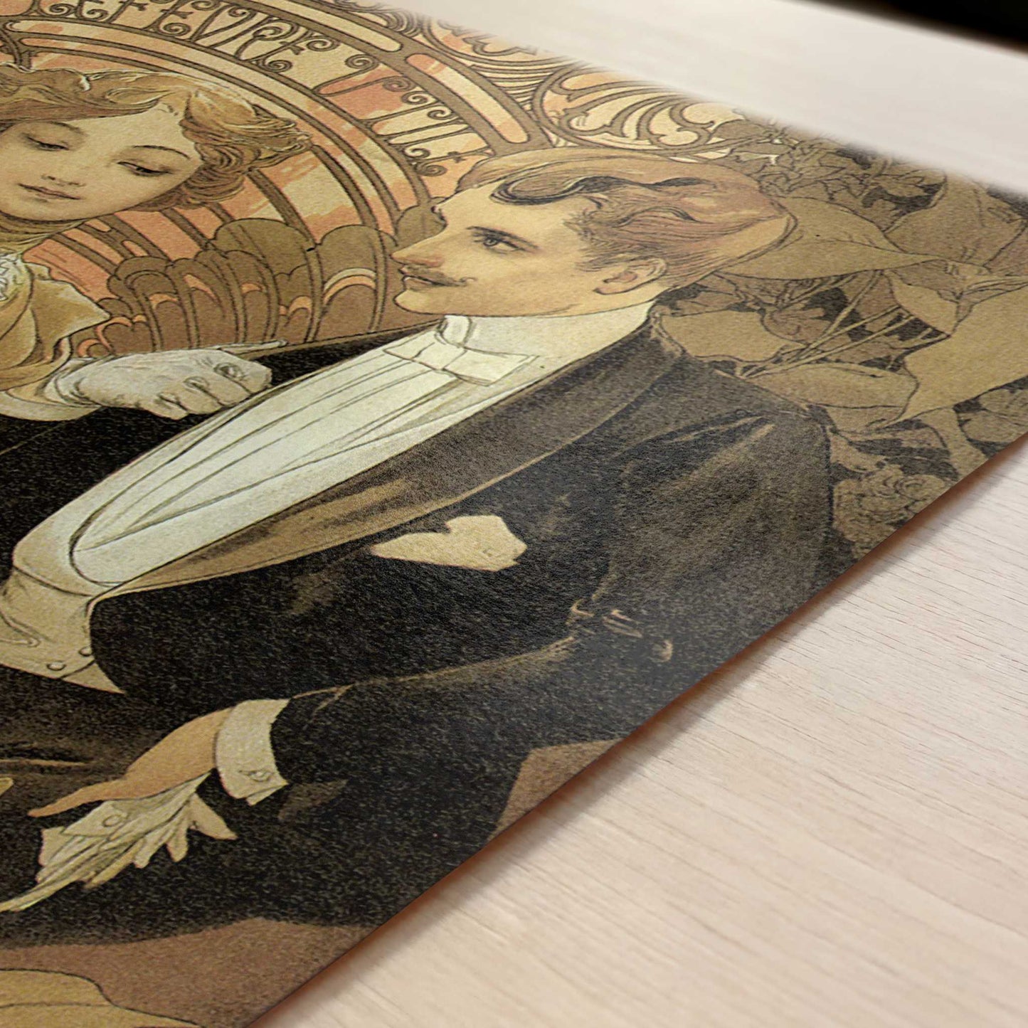 Flirt Biscuits (1899) by Alphonse Mucha – Art Print - Close-up detail of the art print