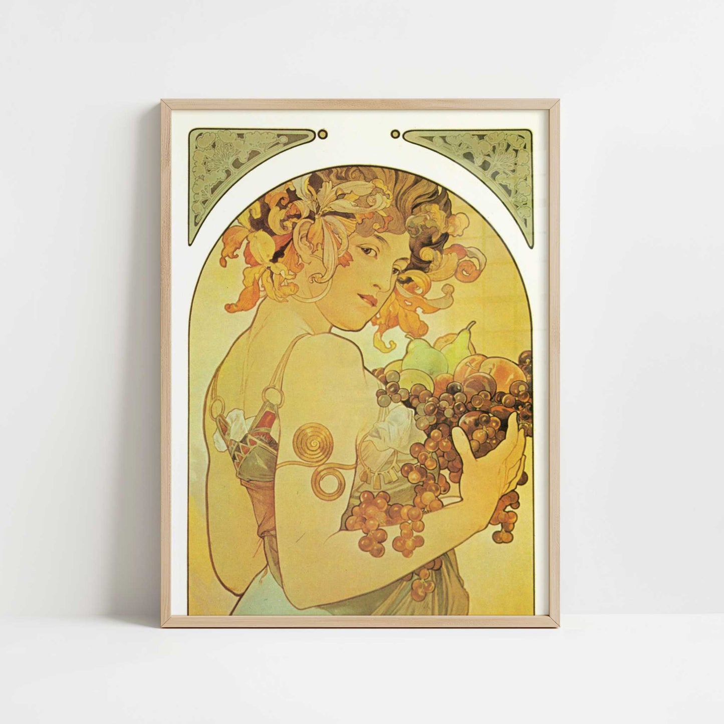 Fruit (1897) by Alphonse Mucha – Art Print - Art print in oak frame