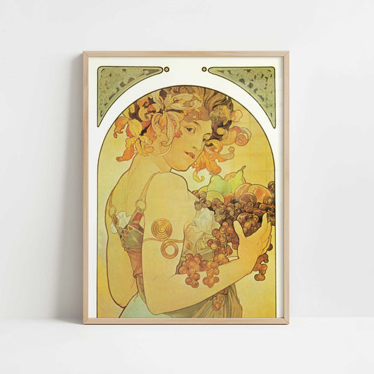 Fruit (1897) by Alphonse Mucha – Art Print - Art print in oak frame