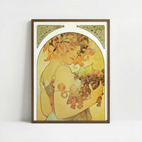 Fruit (1897) by Alphonse Mucha – Art Print - Art print in dark wood frame