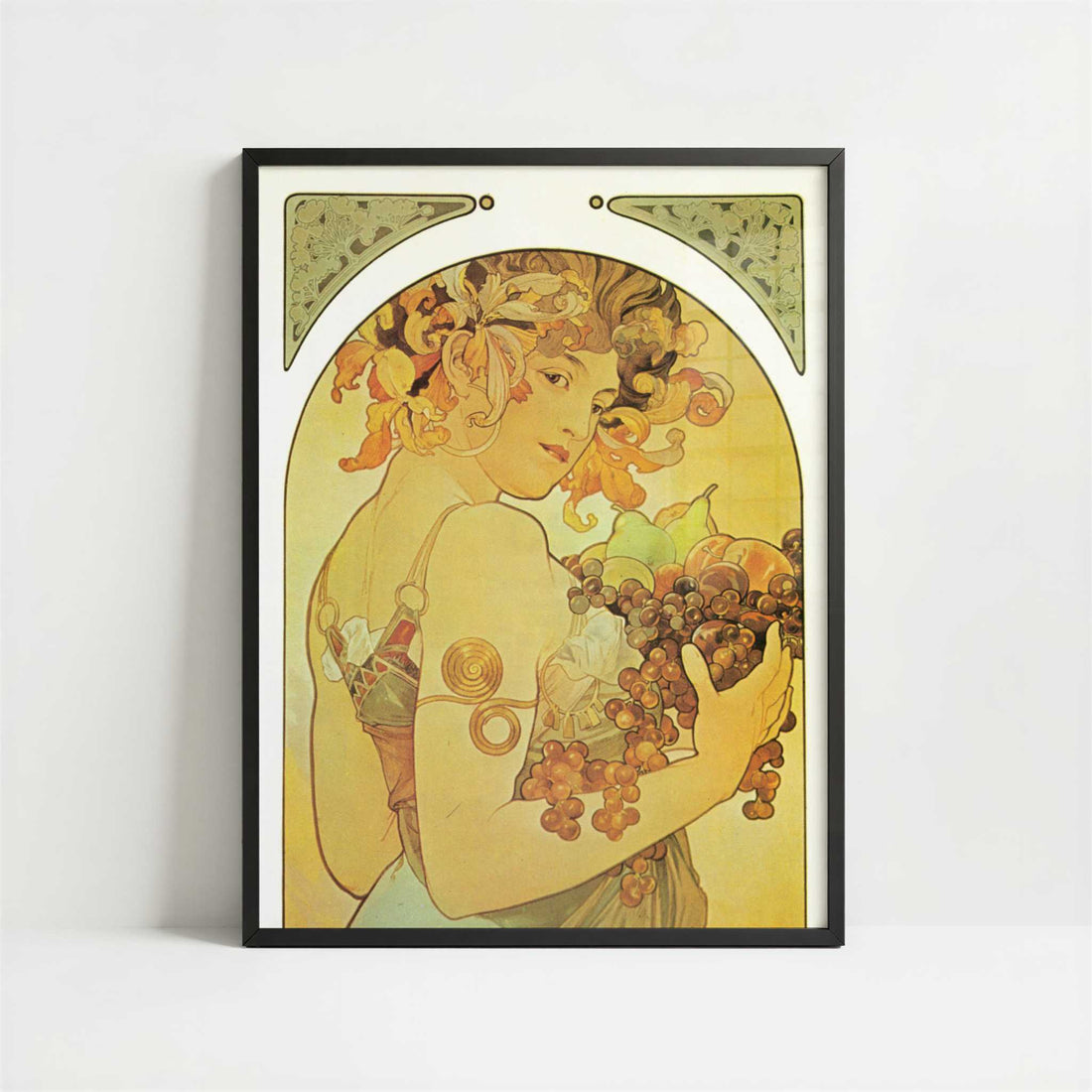 Fruit (1897) by Alphonse Mucha – Art Print - Art print in black frame