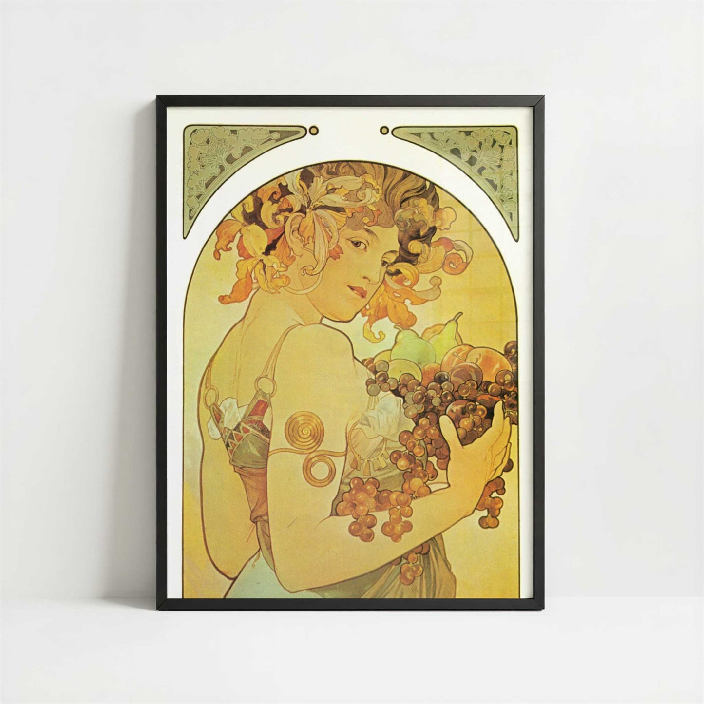 Fruit (1897) by Alphonse Mucha – Art Print - Art print in black frame