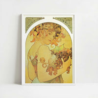 Fruit (1897) by Alphonse Mucha – Art Print - Art print in white frame