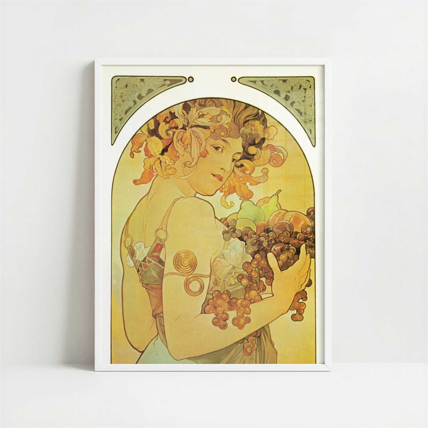 Fruit (1897) by Alphonse Mucha – Art Print - Art print in white frame
