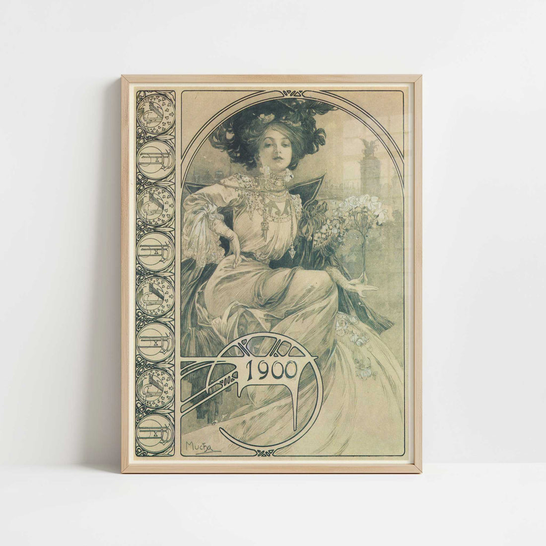 Invitation to a Banquet (1900) by Alphonse Mucha – Art Print - Art print in oak frame