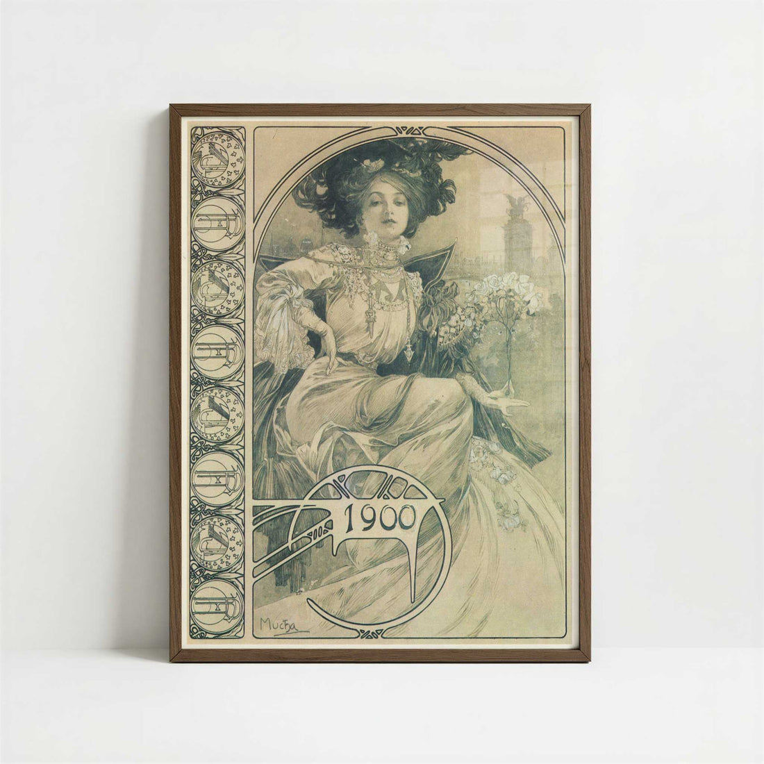 Invitation to a Banquet (1900) by Alphonse Mucha – Art Print - Art print in dark wood frame