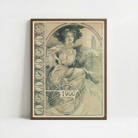 Invitation to a Banquet (1900) by Alphonse Mucha – Art Print - Art print in dark wood frame