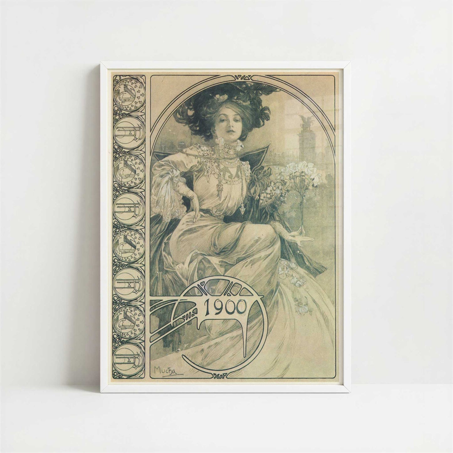 Invitation to a Banquet (1900) by Alphonse Mucha – Art Print - Art print in white frame