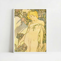Iris (1897) by Alphonse Mucha – Art Print - Art print in white frame