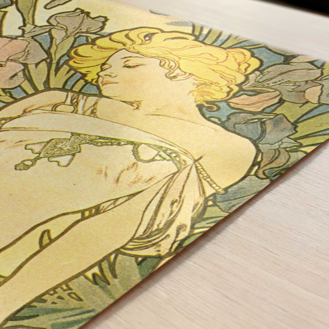 Iris (1897) by Alphonse Mucha – Art Print - Close-up detail of the art print