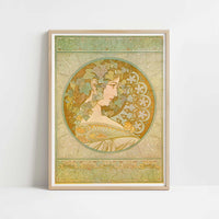Ivy (1901) by Alphonse Mucha – Art Print - Art print in oak frame