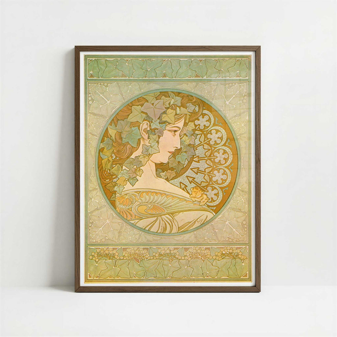 Ivy (1901) by Alphonse Mucha – Art Print - Art print in dark wood frame