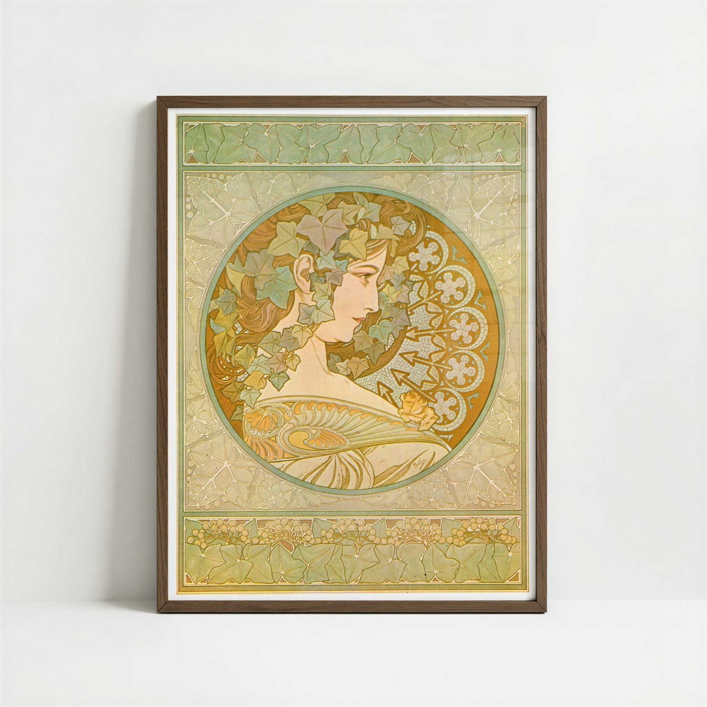 Ivy (1901) by Alphonse Mucha – Art Print - Art print in dark wood frame