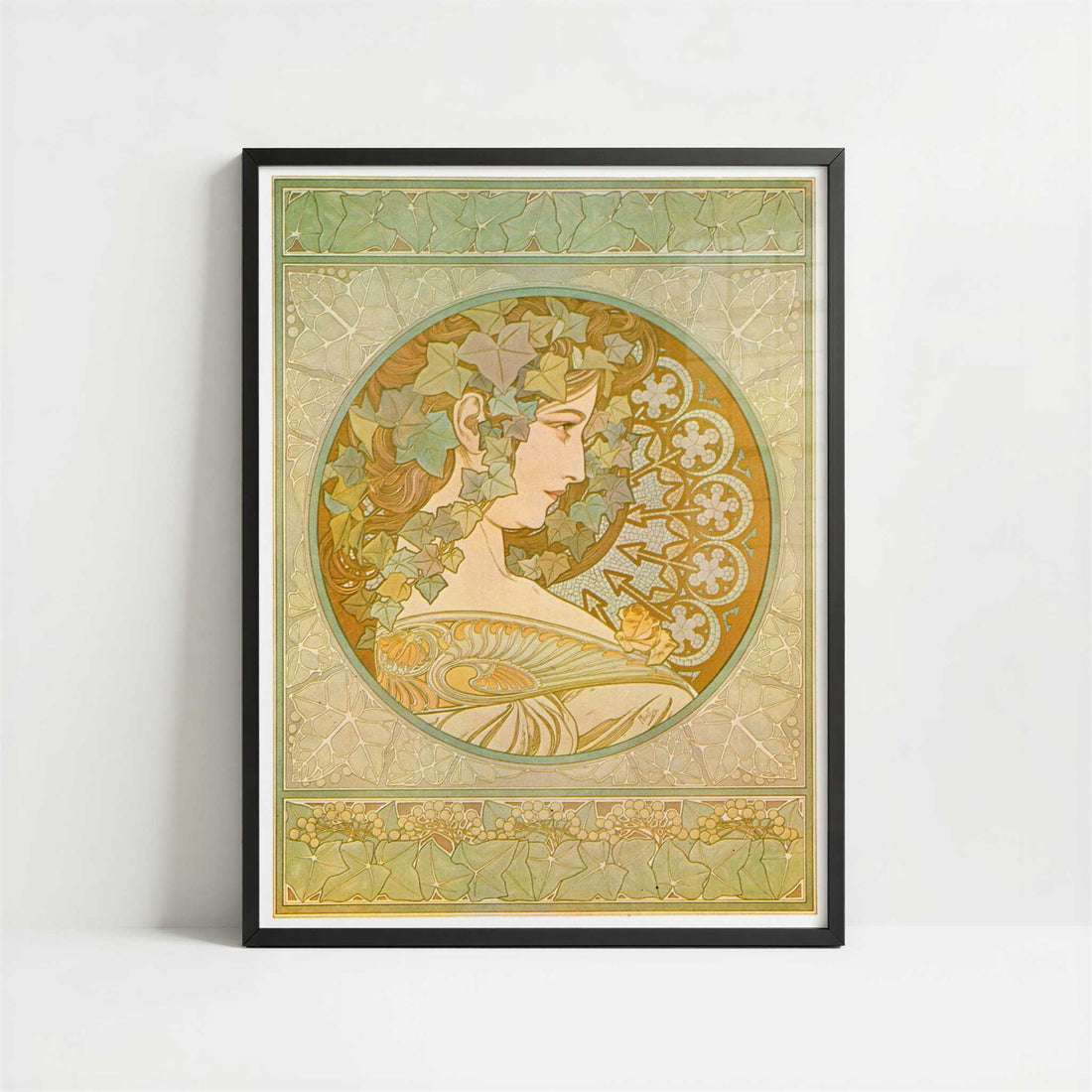 Ivy (1901) by Alphonse Mucha – Art Print - Art print in black frame