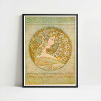 Ivy (1901) by Alphonse Mucha – Art Print - Art print in black frame
