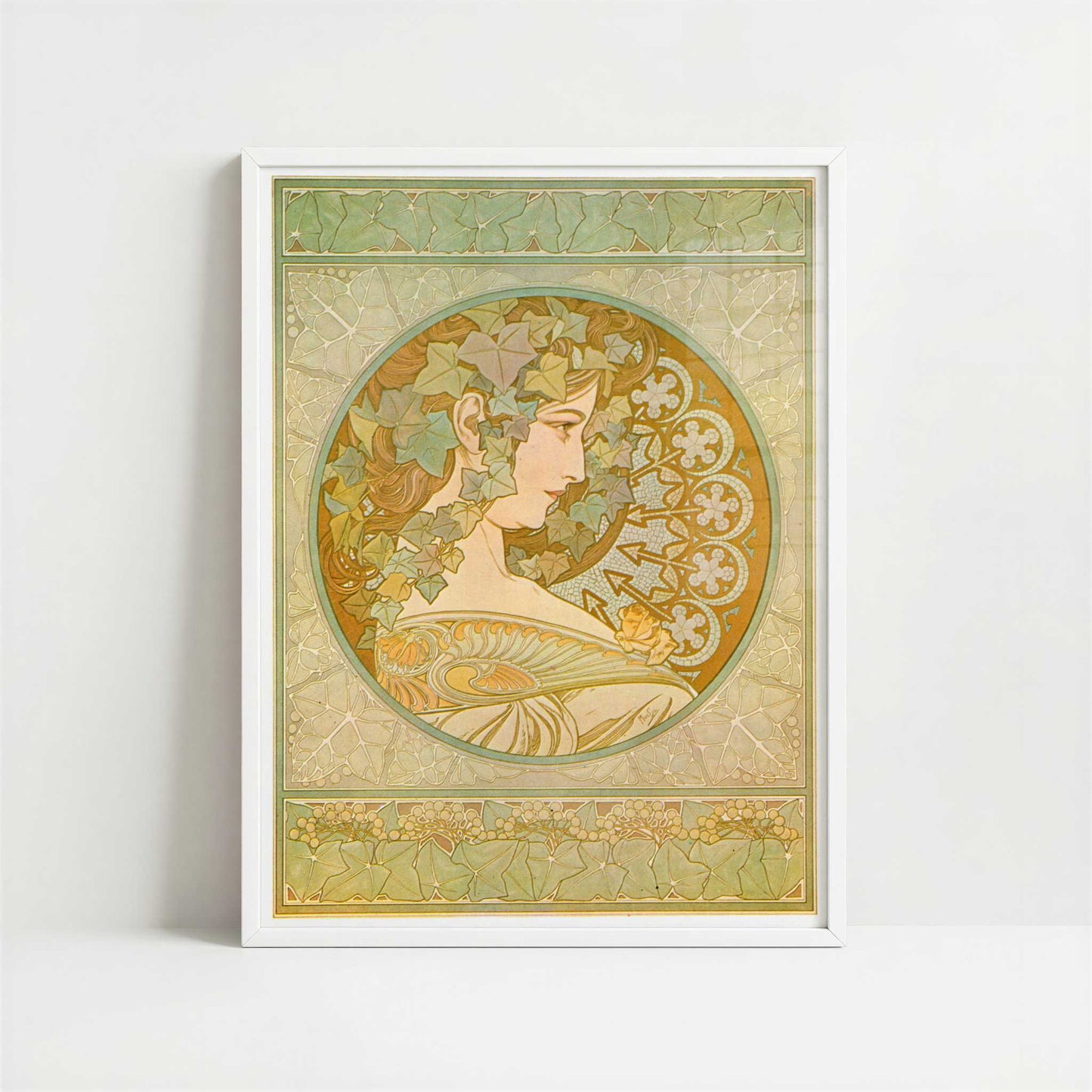 Ivy (1901) by Alphonse Mucha – Art Print - Art print in white frame