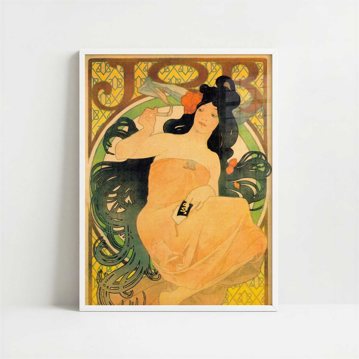 Job (1898) by Alphonse Mucha – Art Print - Art print in white frame