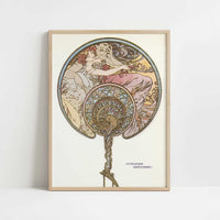 L'Eventail (1899) by Alphonse Mucha – Art Print - Art print in oak frame
