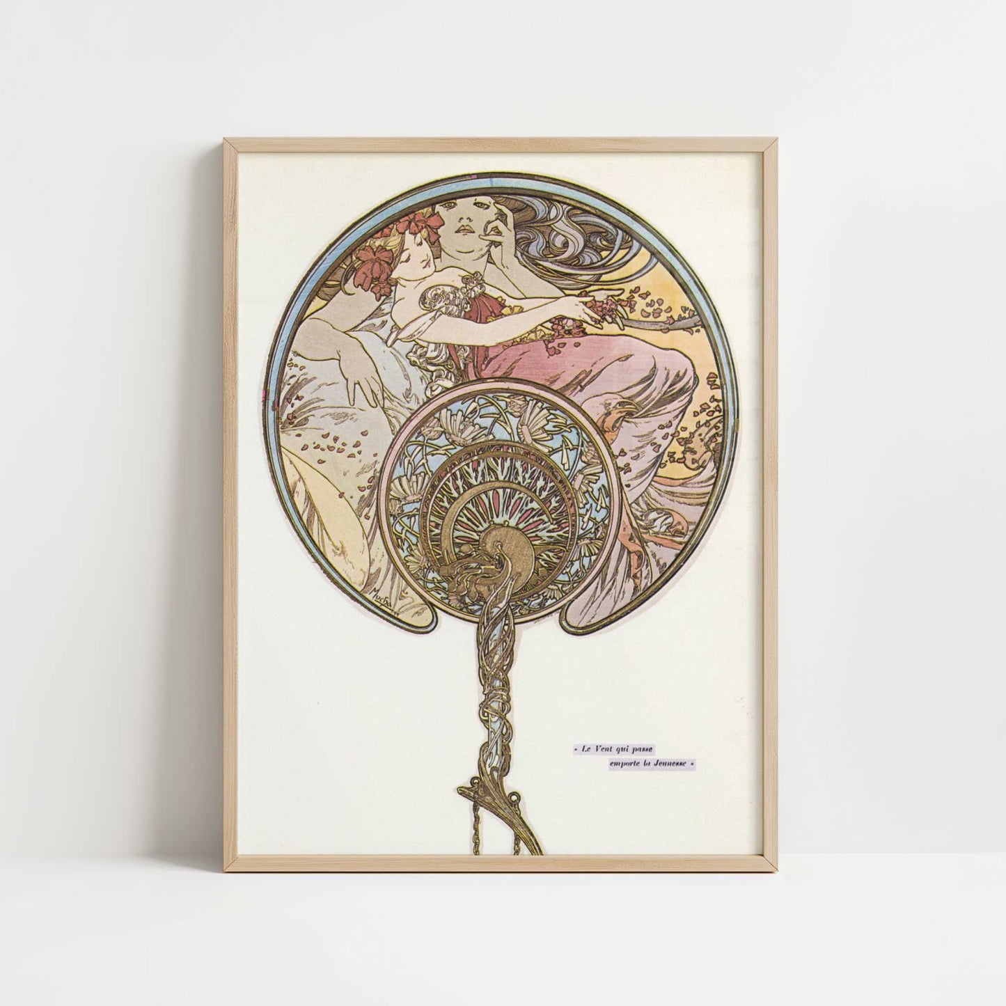 L'Eventail (1899) by Alphonse Mucha – Art Print - Art print in oak frame