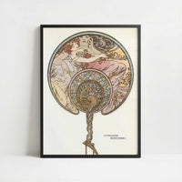 L'Eventail (1899) by Alphonse Mucha – Art Print - Art print in black frame