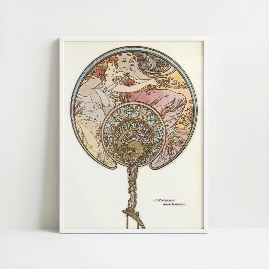 L'Eventail (1899) by Alphonse Mucha – Art Print - Art print in white frame