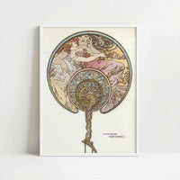 L'Eventail (1899) by Alphonse Mucha – Art Print - Art print in white frame